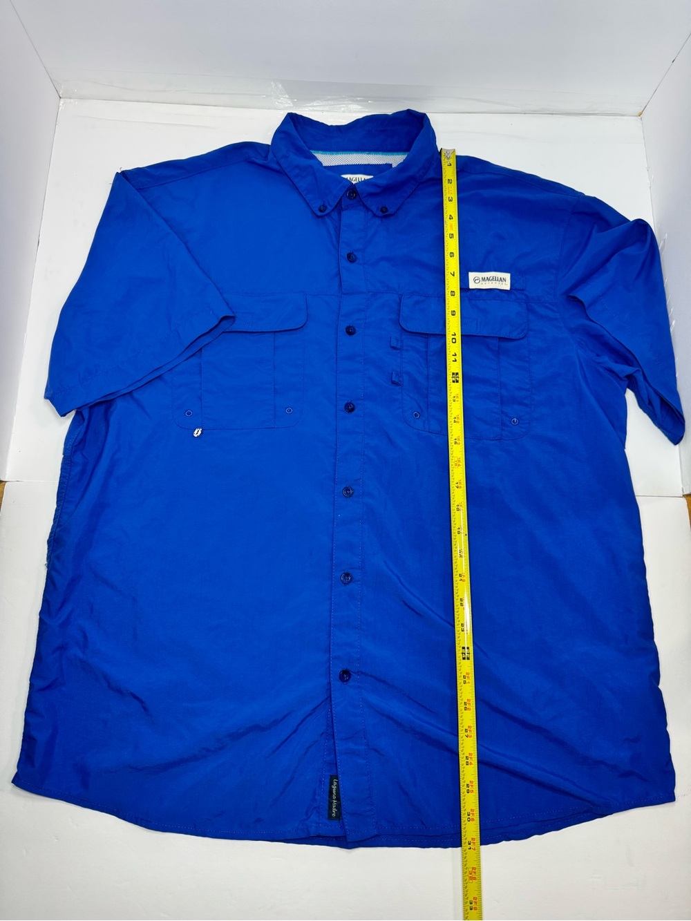 Magellan Outdoors Men's Button-Down Short Sleeve Shirt - Blue